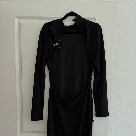 Babyboo - Imelda Maxi Dress, Black, Open Back, High Neck, Button Details, XXL - Picture 1 of 9